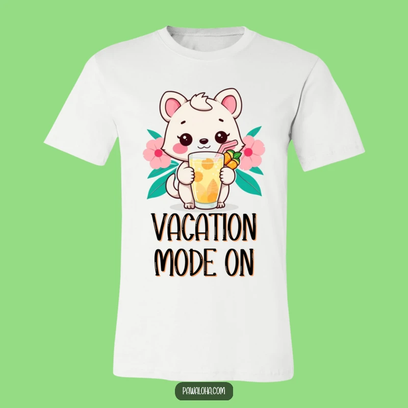 Funny Kawaii Sip Animal T-Shirt: Vacation Mode On with Island Humor