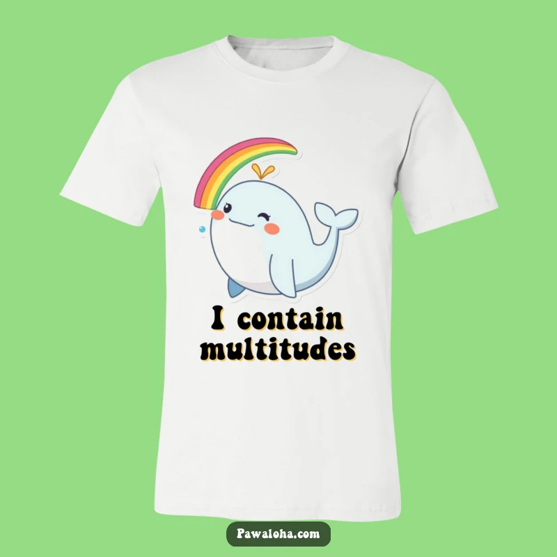 Funny Rainbow Whale T-Shirt - Joyful Ocean Animal Tee for Happy Souls