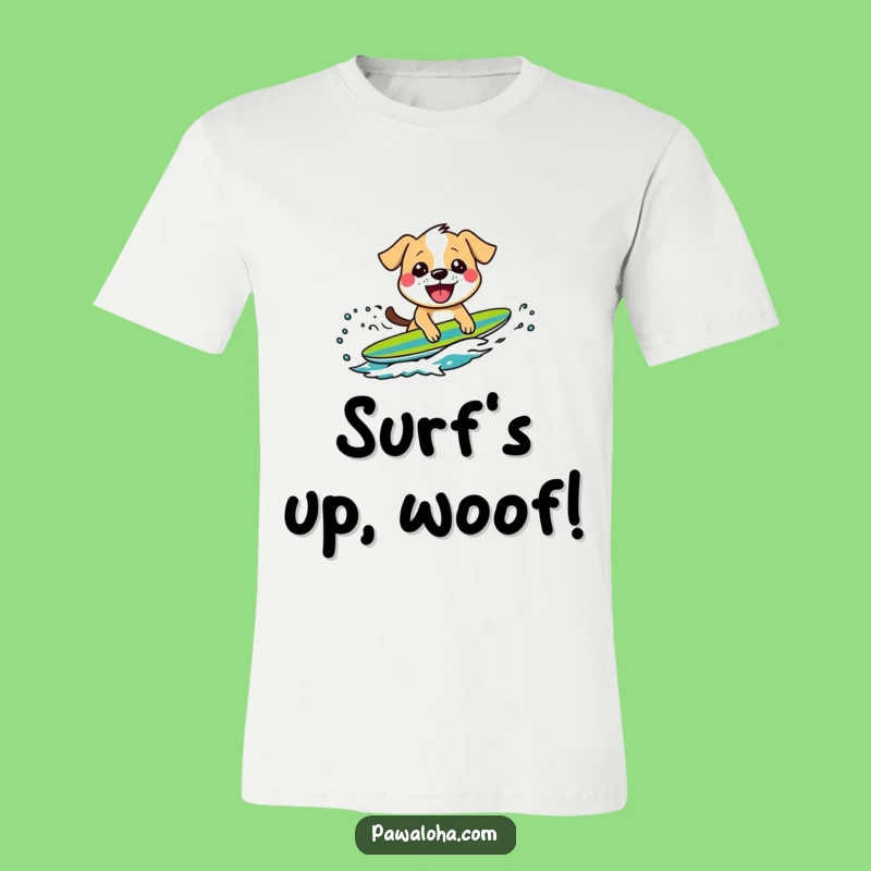 Funny Surfing Dog T-Shirt - Grinning Pup Rider Tee