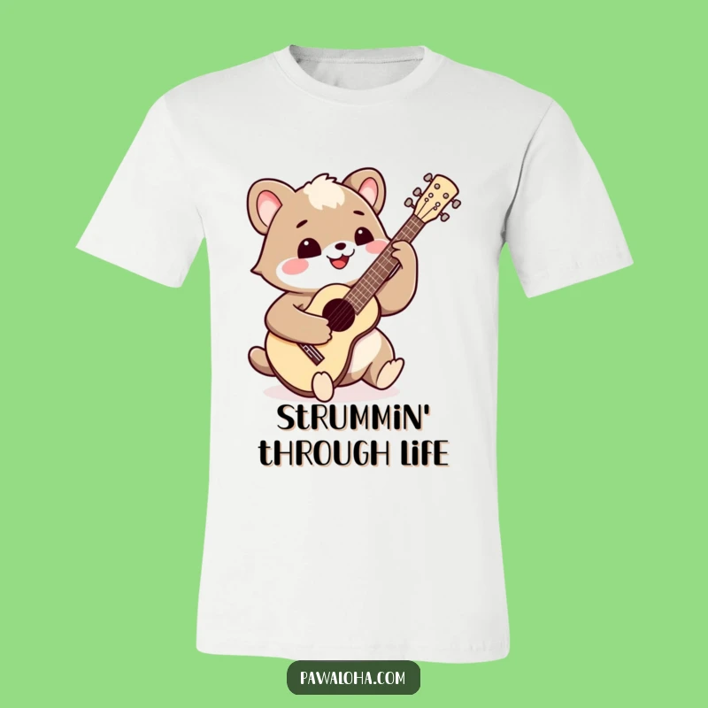 Funny Ukulele Animal T-Shirt - Happy Music & Smiling Tee
