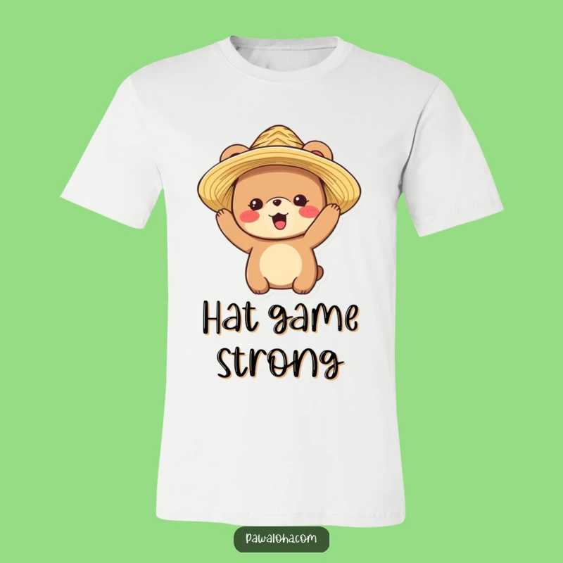 Funny Bear Summer Tee: Delighted Bear in Straw Hat, Your Go-To Funny Casual Gift