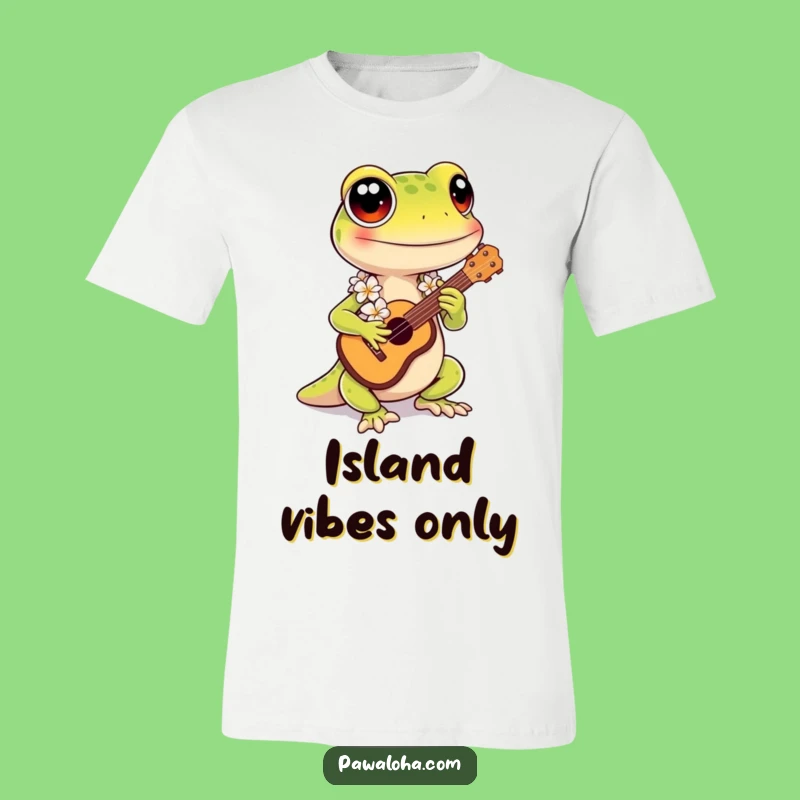 Funny Kawaii Gecko T-Shirt: Hawaiian Ukulele Player Tee - A Hilarious Gift