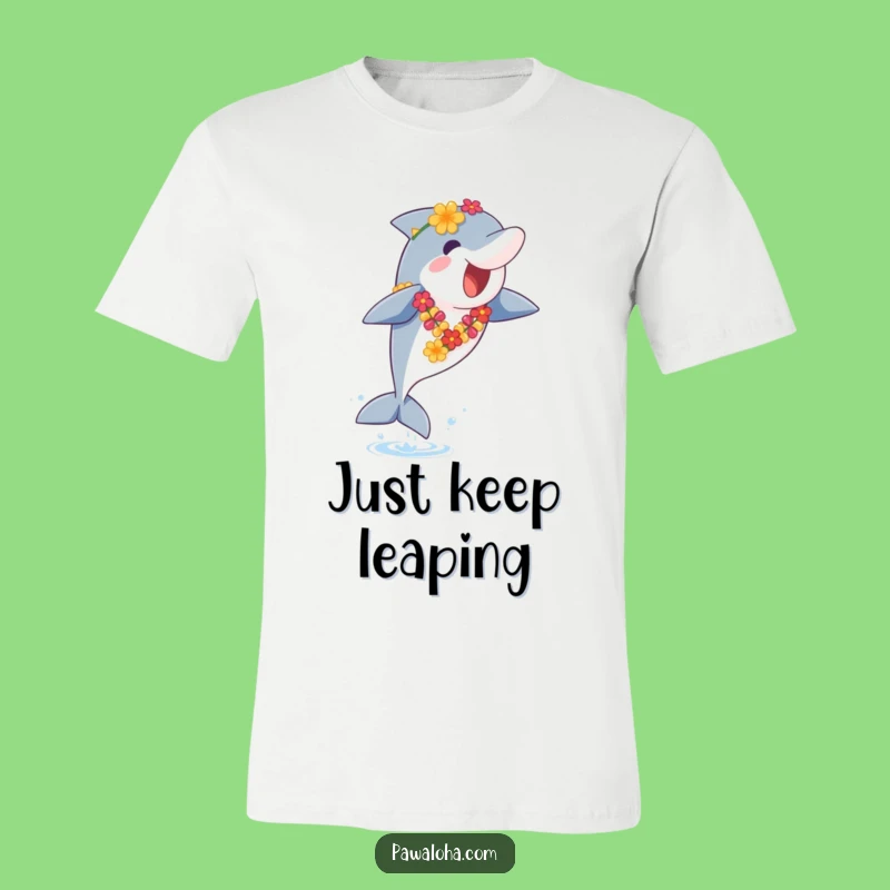 Funny Dolphin Lei T-Shirt: Joyful Leaping Ocean Vibes, Ideal Funny Gift!
