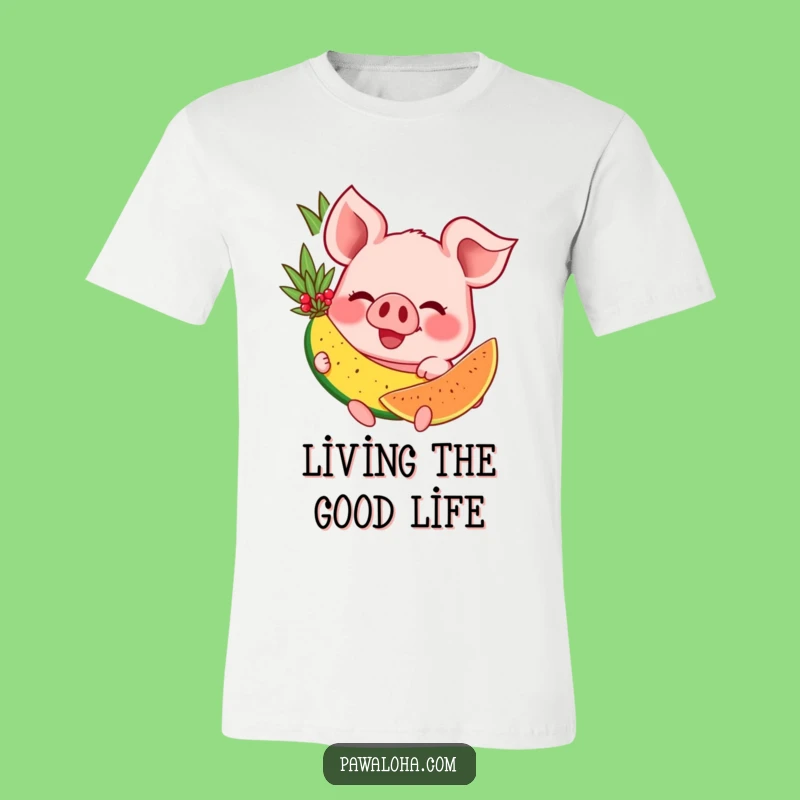 Funny Pig Tropical Fruit Tee: Happy Swine Grinning, Your New Favorite Funny Gift