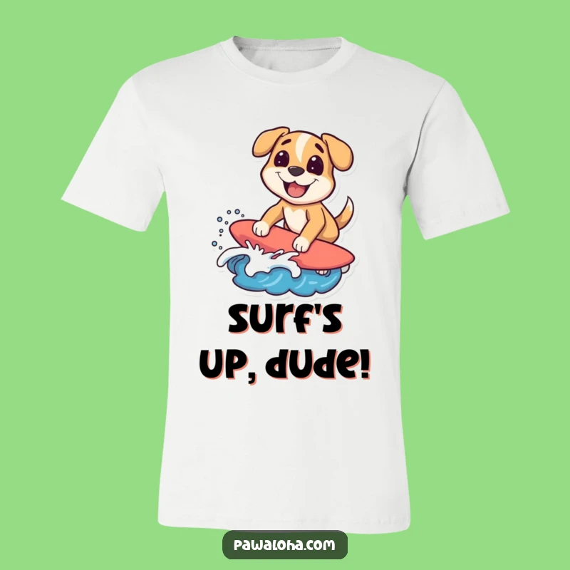 Funny Surfing Dog T-Shirt, Rad and Hilarious Beach Adventure Tee