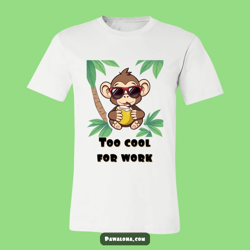 Funny Monkey Chill T-Shirt: Sunglasses and Coconut Fun