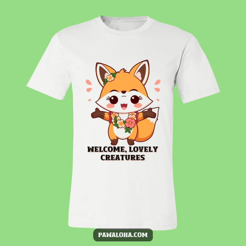 Funny Fox Aloha T-Shirt: Cheerful Greeting Wear Gift