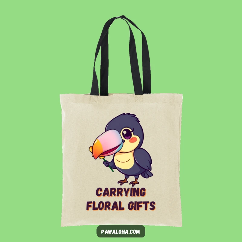 Funny Toucan Tote Bag, Colorful Beak Flower Offering Canvas Bag, Perfect Cheerful Gift