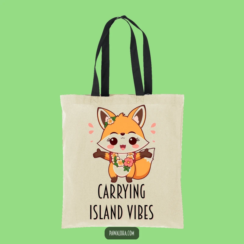 Funny Fox Aloha Tote Bag: Cheerful Carry-All Gift