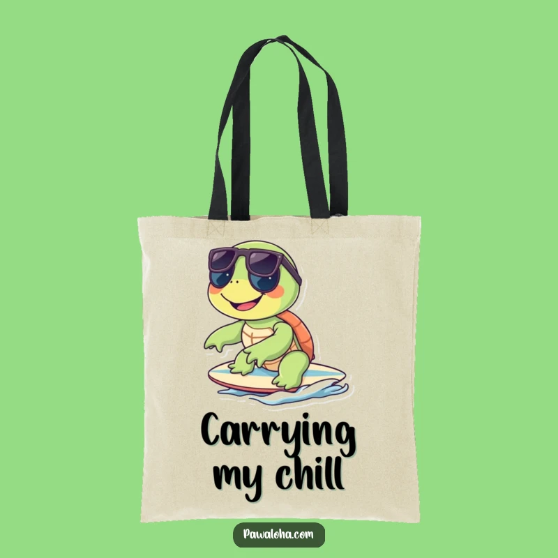 Funny Turtle Surfer Tote Bag: Cool Sunglasses Dude Beach Gift