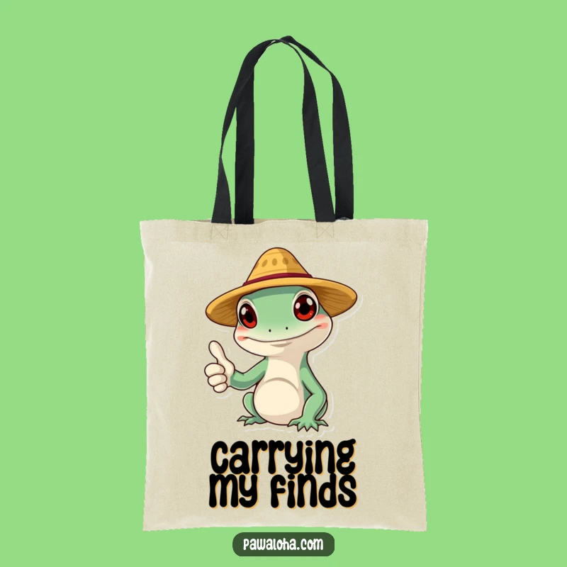 Funny Gecko Tote Bag: Straw Hat Character Gift for Everyday Use