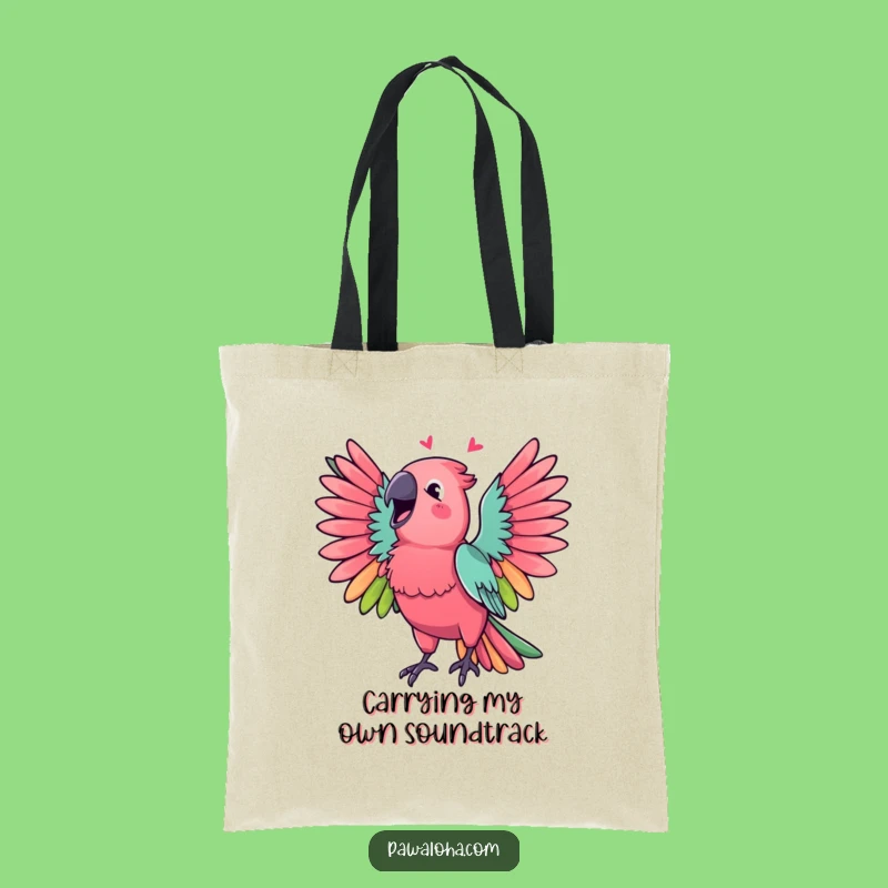 Funny Parrot Tote Bag, Vibrant Singing Bird Canvas Bag, Perfect Cheerful Gift