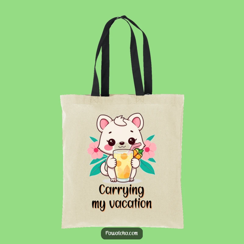 Funny Kawaii Sip Animal Tote Bag: Carry Your Refreshments with Island Style