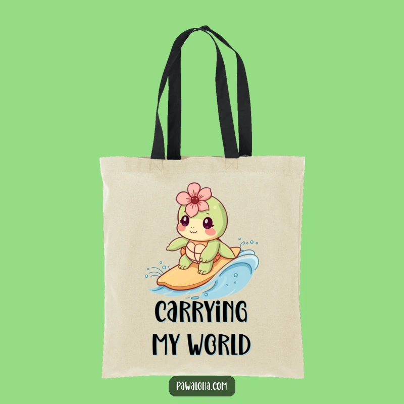 Funny Kawaii Sea Turtle Tote Bag: Eco-Friendly Beach Bag, Cute Surfer Accessory Gift