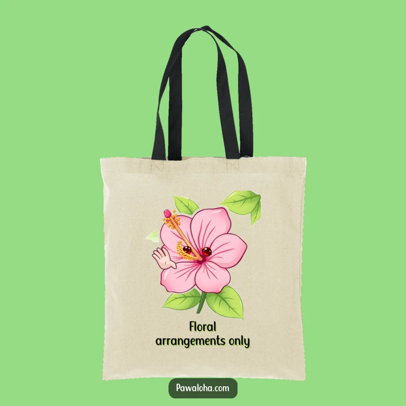 Funny Hibiscus Flower Tote Bag: Adorable Waving Character Eco-Friendly Gift Tote
