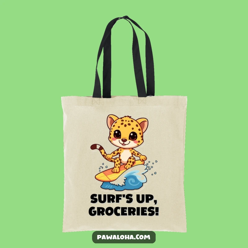 Funny Cheetah Surf Tote: Carry Your Gear with Speed and Style, Perfect Funny Gift Bag