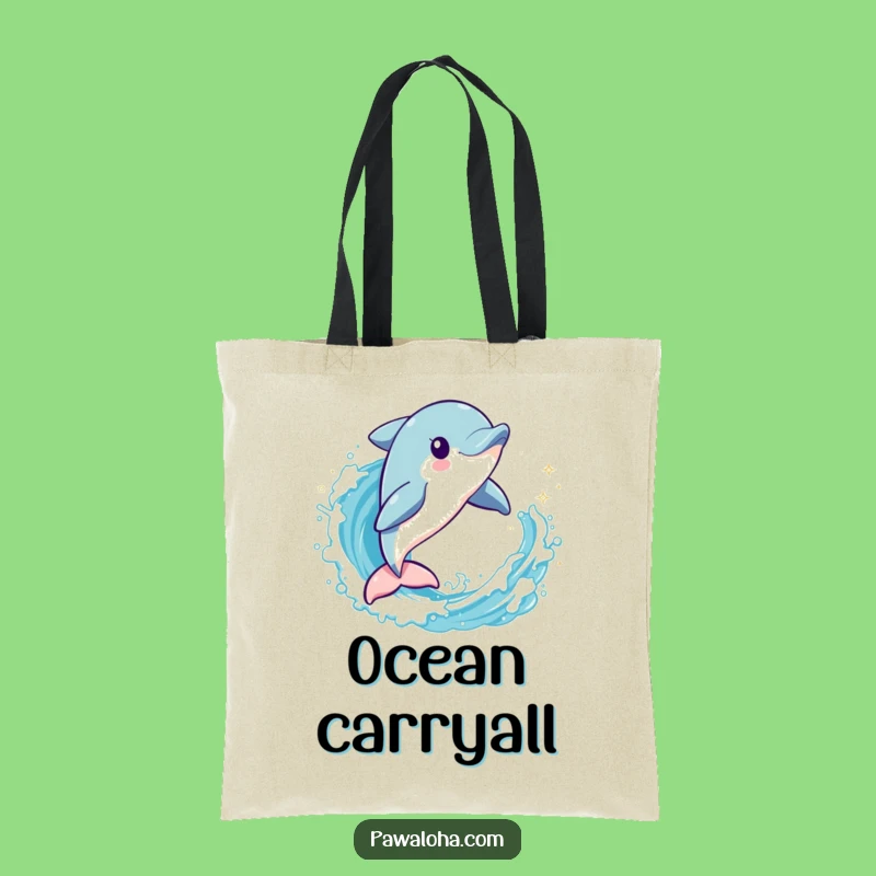 Funny Dolphin Wave Jumper Tote Bag: Carry Ocean Vibes