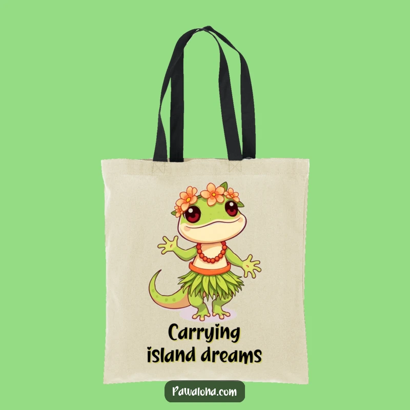 Funny Hula Gecko Tote Bag: Carry Your Fun Tropical Style