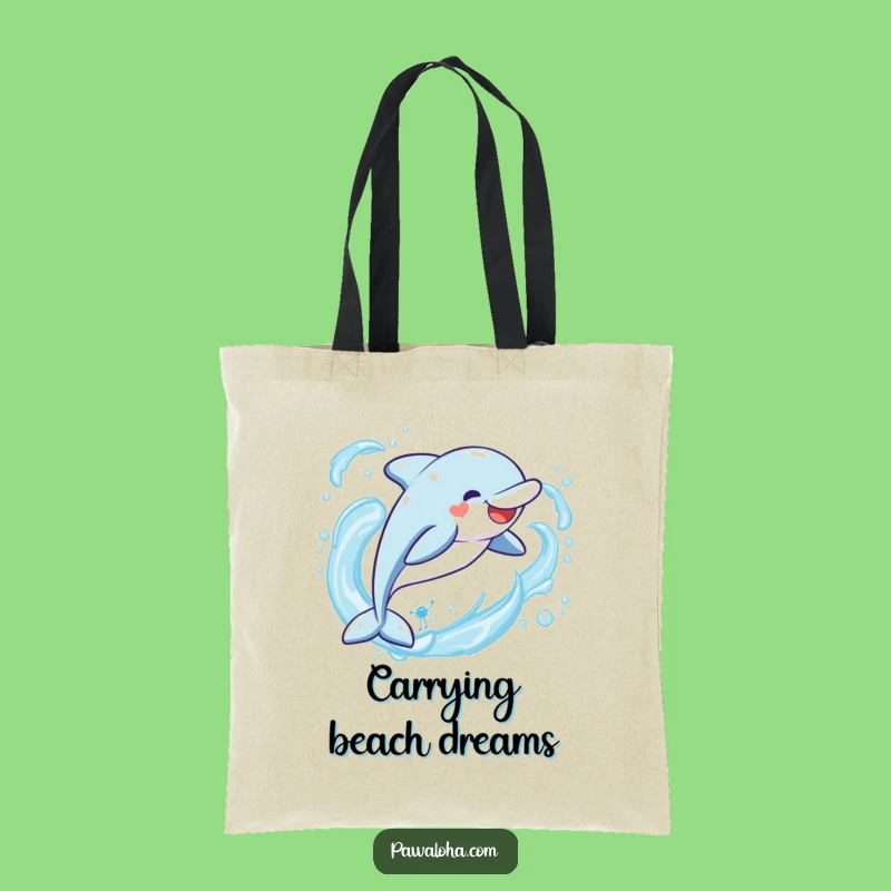 Funny Kawaii Dolphin Tote Bag: Carrying Waves, Perfect Beach Bag Gift