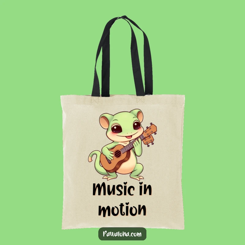 Funny Kawaii Gecko Ukulele Tote Bag: Musical Companion Gift