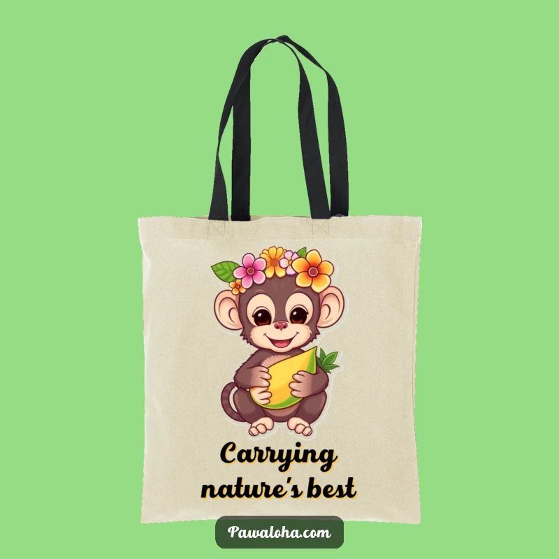 Funny Monkey Flower Crown Tote Bag - Charming Tropical Accessory Gift!