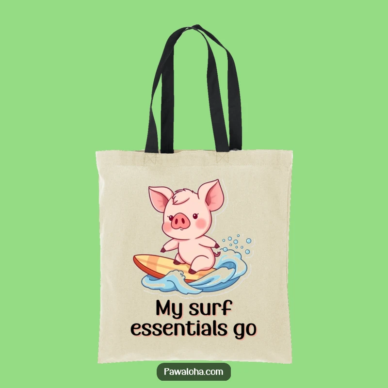 Funny Piglet Surfer Tote Bag: Hilarious Beach Companion Gift