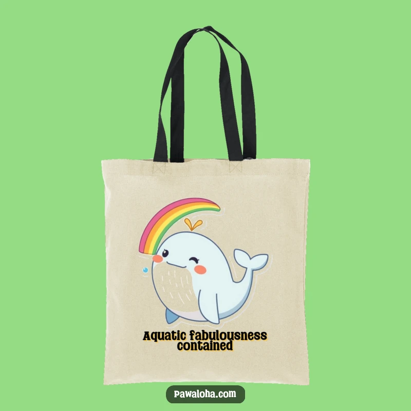 Funny Rainbow Whale Tote Bag - Eco-Friendly & Whimsical Sea Art