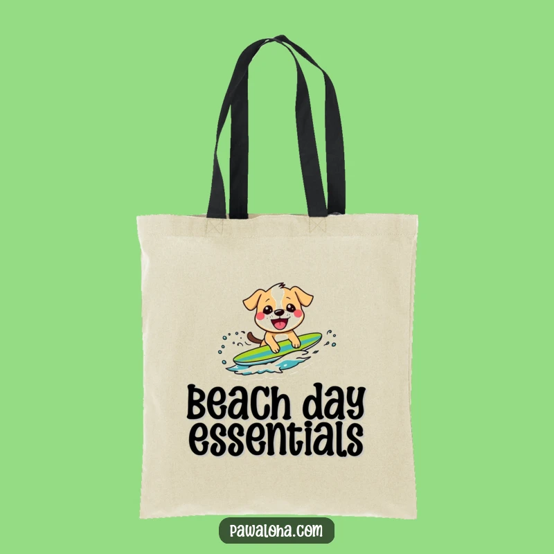 Funny Surfing Dog Tote Bag - Grinning Pup Beach Carry-All Gift