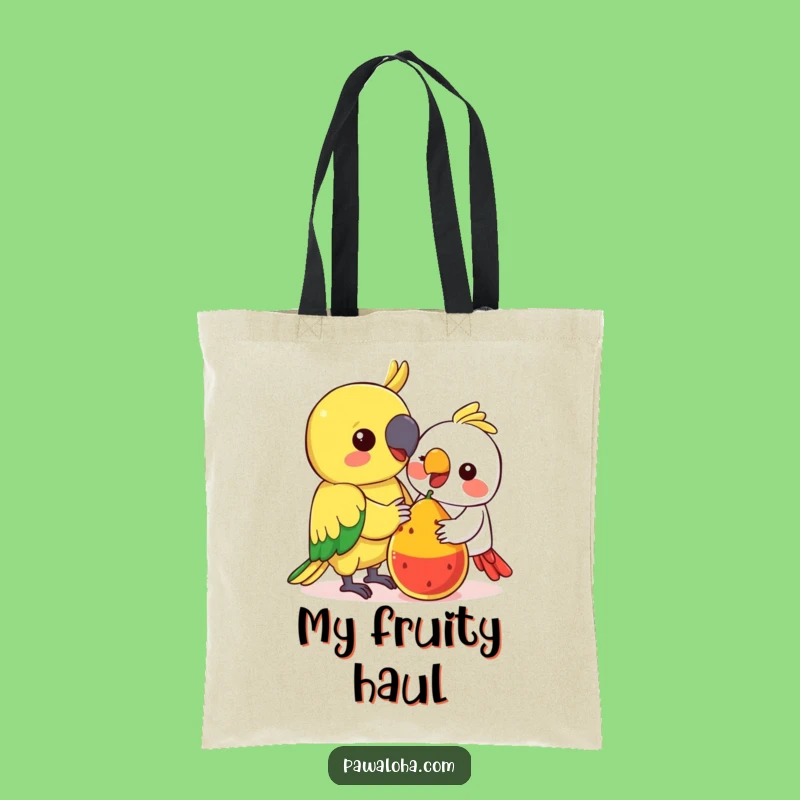 Funny Kawaii Parrot Tote Bag: Fruit Sharing Shopping Bag - Eco-Friendly Gift