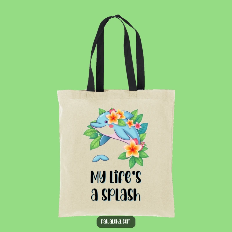 Funny Dolphin Flower Tote Bag: Playful Tropical Ocean Shopper Gift