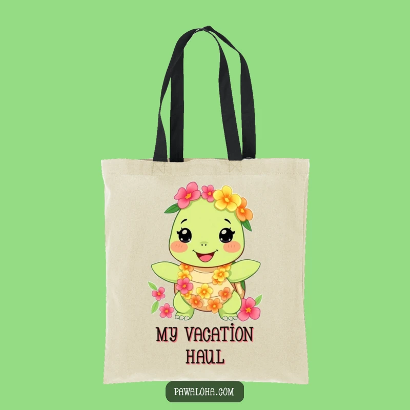 Funny Turtle Tote Bag, Tropical Accessory for Beachy Fun