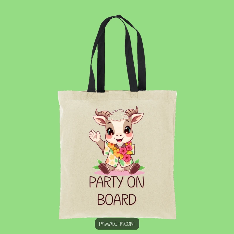 Funny Aloha Goat Tote Bag - Carry Your Party Vibes for a Funny Gift