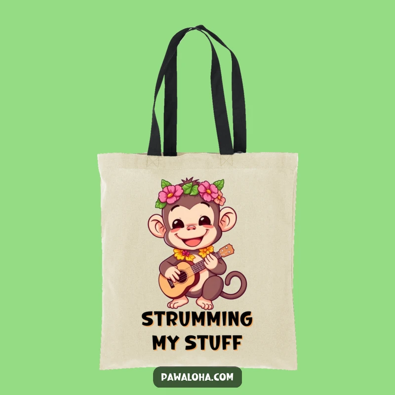 Funny Monkey Ukulele Tote Bag: Hilarious Tropical Accessory for Music Lovers