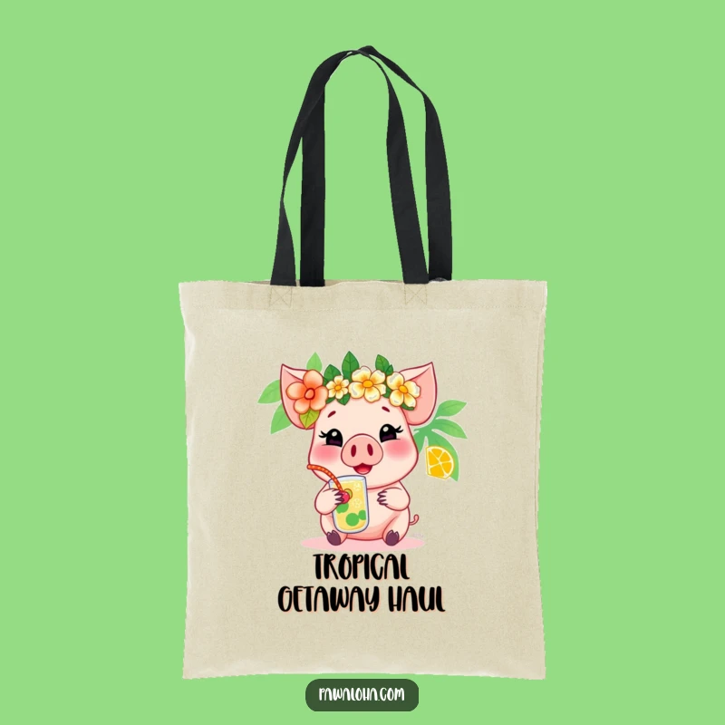 Funny Pig Tropical Tote Bag: Hilarious Gift for Beach Day Essentials